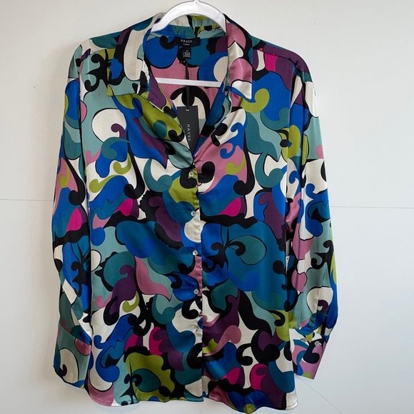 NWT Haver London Shirt Blouse in Abstract Paisley - Picture 2 of 7